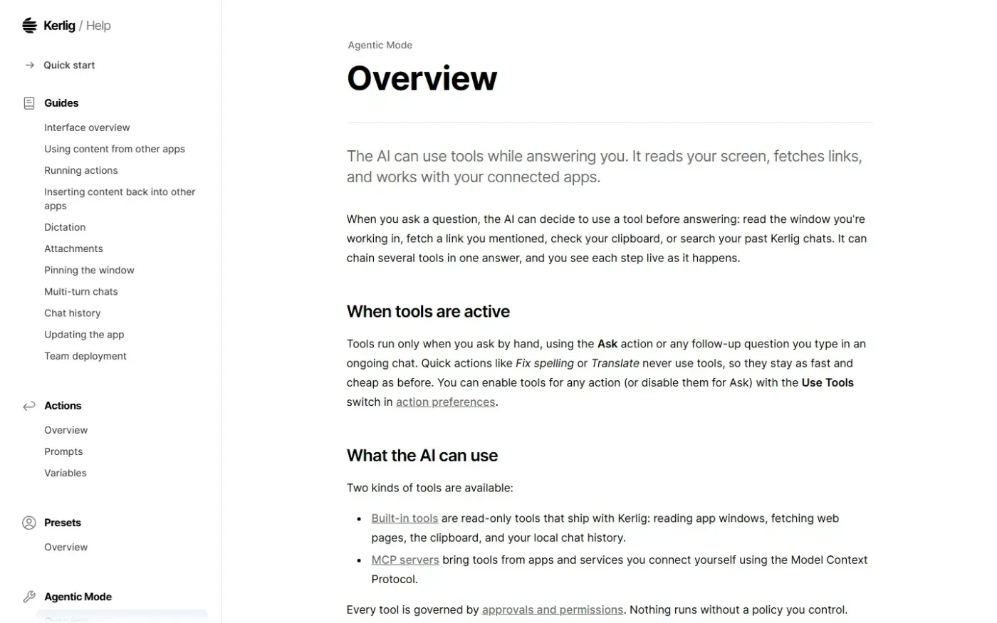 Kerlig — Help page