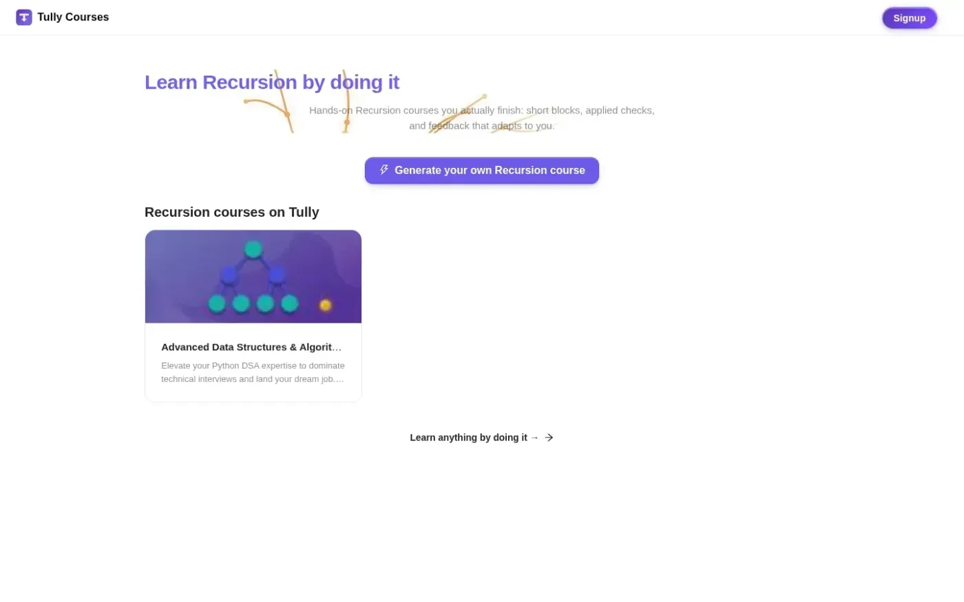 Tullycourses — Learn page