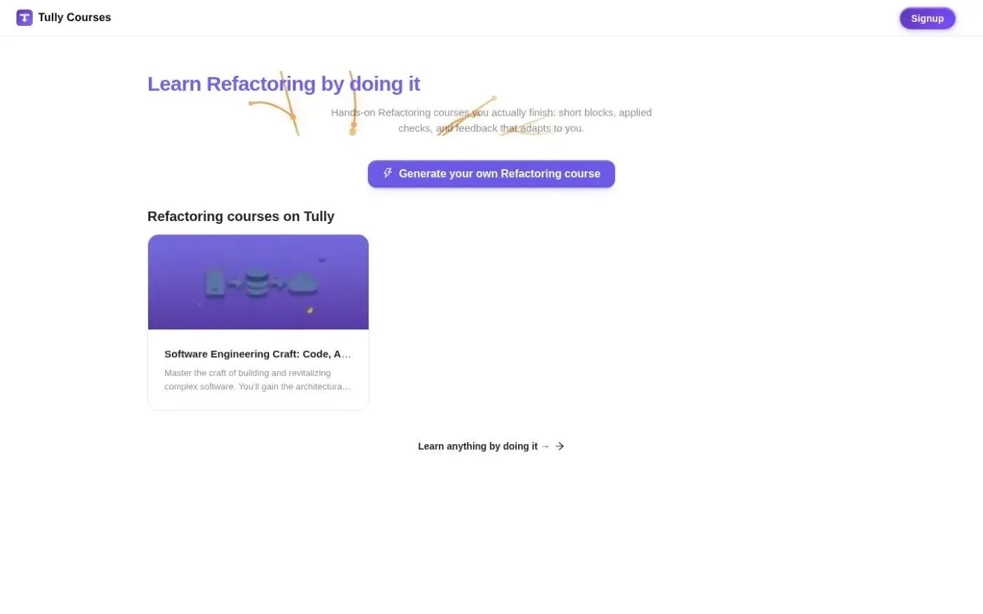Tullycourses — Learn page