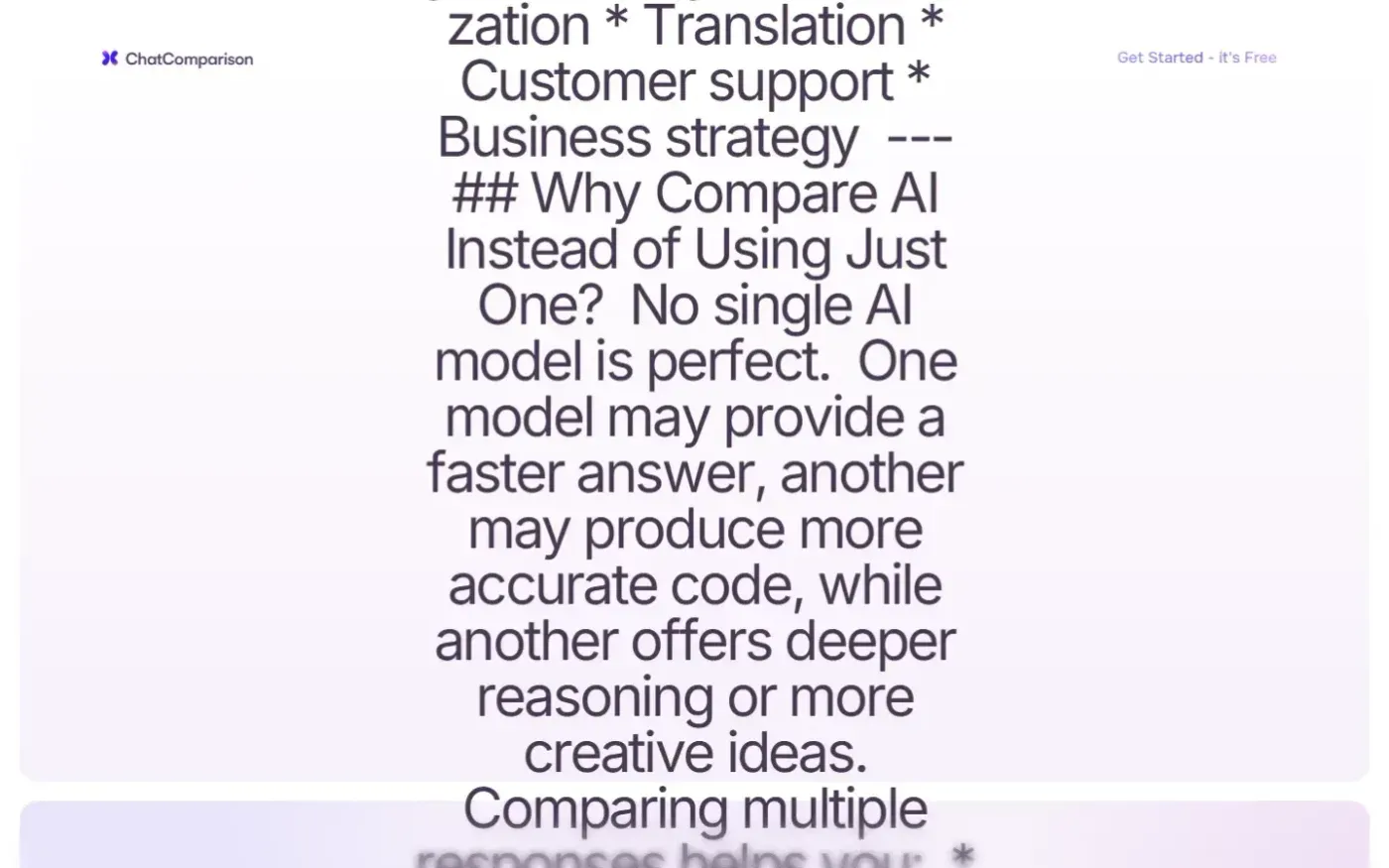 Chatcomparison — Chatgpt vs claude page
